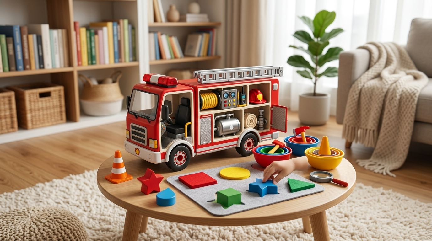 Fire Truck Activities for Preschoolers to Learn Colors and Shapes