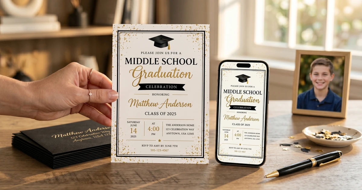 Middle school graduation invitation information: essential details & wording for a memorable event.