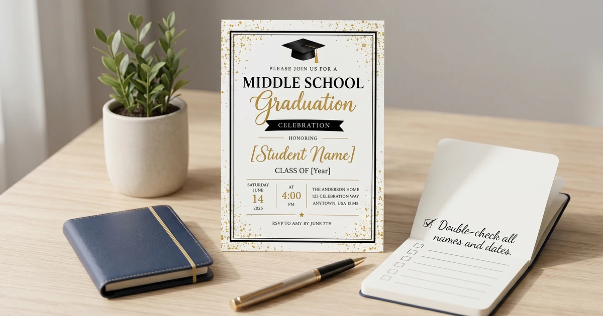 Middle school graduation invitation mistakes checklist for parents. Avoid common errors with this helpful guide.