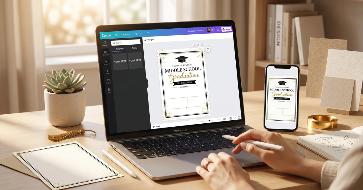 Canva tutorial: Design a beautiful graduation invitation easily. Simple design tips & templates for your grad invite. #Canva