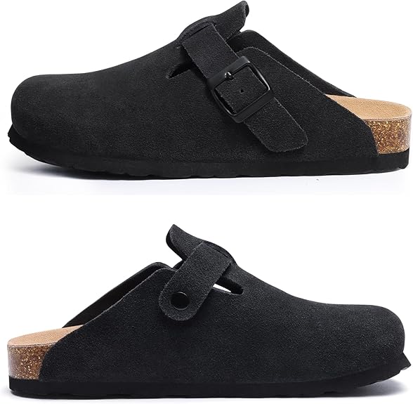 Asgard Genuine Suede Clogs For Women Men Leather Mules Arch Support Potato Shoes With Comfort Cork Footbed