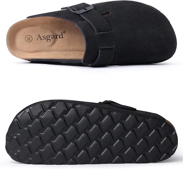 Asgard Genuine Suede Clogs For Women Men Leather Mules Arch Support Potato Shoes With Comfort Cork Footbed
