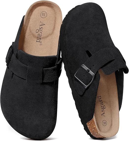 Asgard Genuine Suede Clogs For Women Men Leather Mules Arch Support Potato Shoes With Comfort Cork Footbed