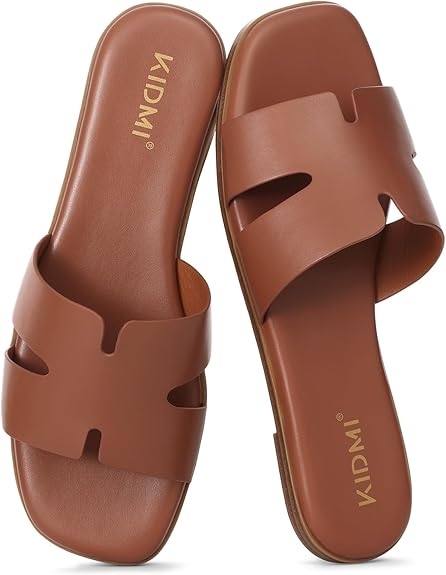 Kidmi Women'S Dressy Flat Sandals, Comfortable Slip On Summer Slides, Fashion Open Toe Casual Sandals