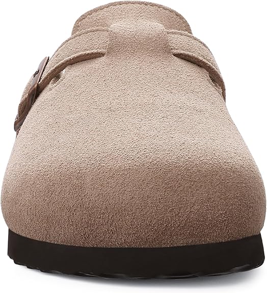 Odoly Genuine Suede Clogs For Women Men Soft Cork Footbed Leather Mules Comfort Potato Shoes With Arch Support