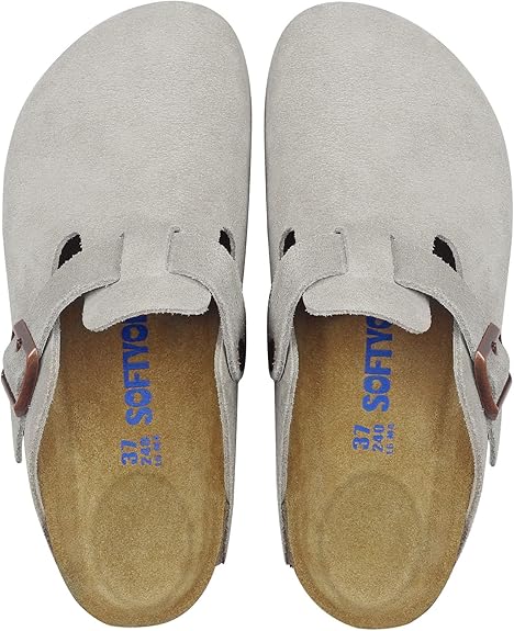 Softyoho Clogs For Women Men, Mules With Arch Support And Adjustable Buckle, Suede Leather Cork Footbed Potato Shoes
