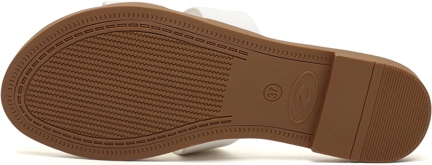 Womens Flat Sandals Dressy Summer Slides Comfortable Casual Open Toe Vacation Sandals Slip On Slides Leather Sandals For Women