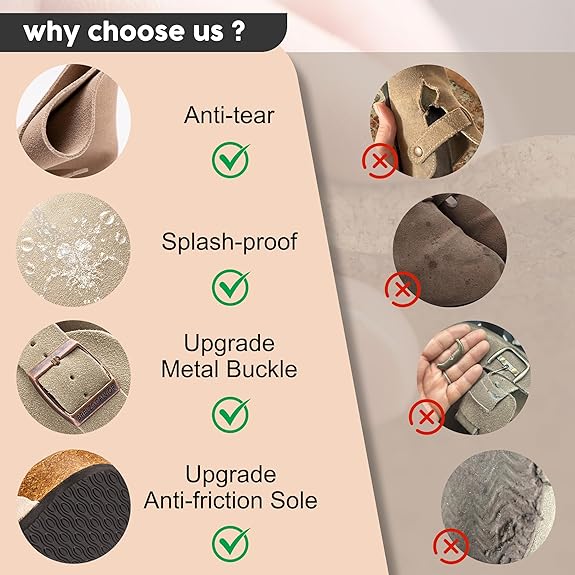 Women'S Suede Clogs Men'S Slip-On Mules Non-Slip Potato Shoes Arch Support Sandals With Adjustable Buckle For Indoor & Outdoor Use