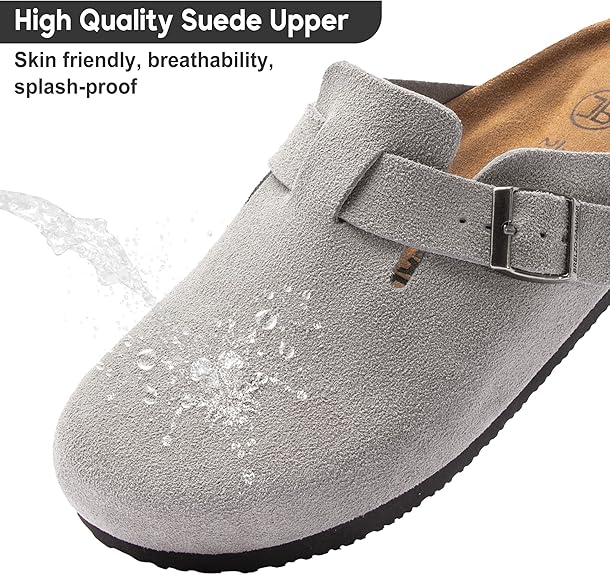 Women'S Suede Clogs Men'S Slip-On Mules Non-Slip Potato Shoes Arch Support Sandals With Adjustable Buckle For Indoor & Outdoor Use