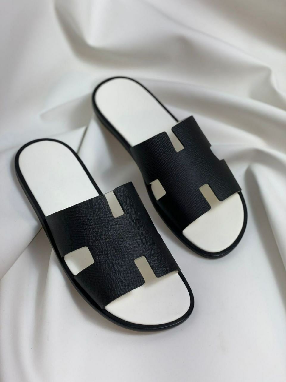 Navy Learther H-Band Flat Sandals