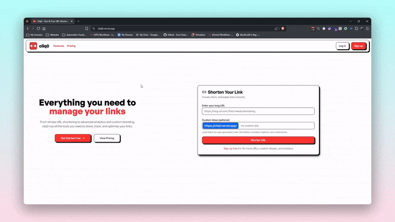 cliq0 | URL Shortener demo