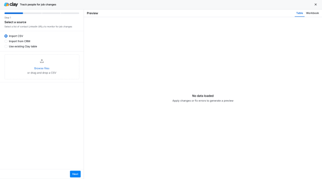 Source uploaded (table view)