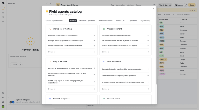 Field agent catalog