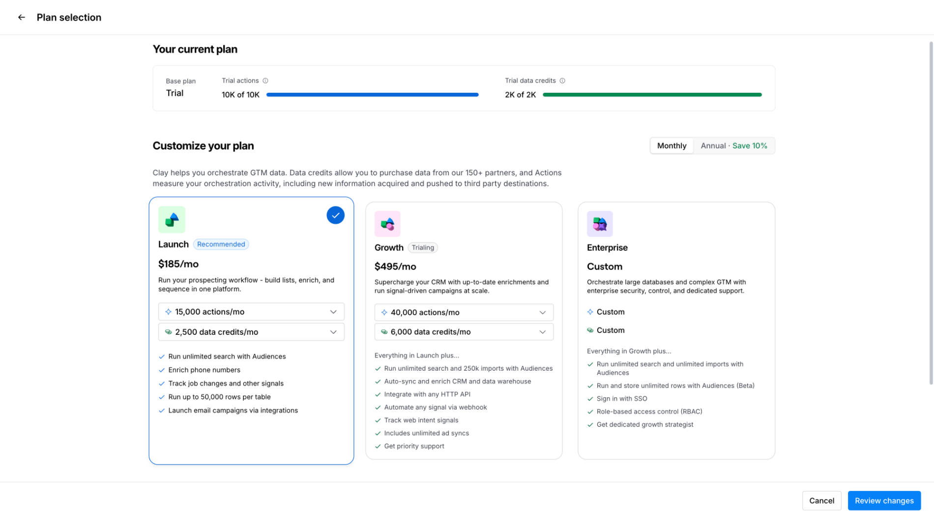 Customize plan