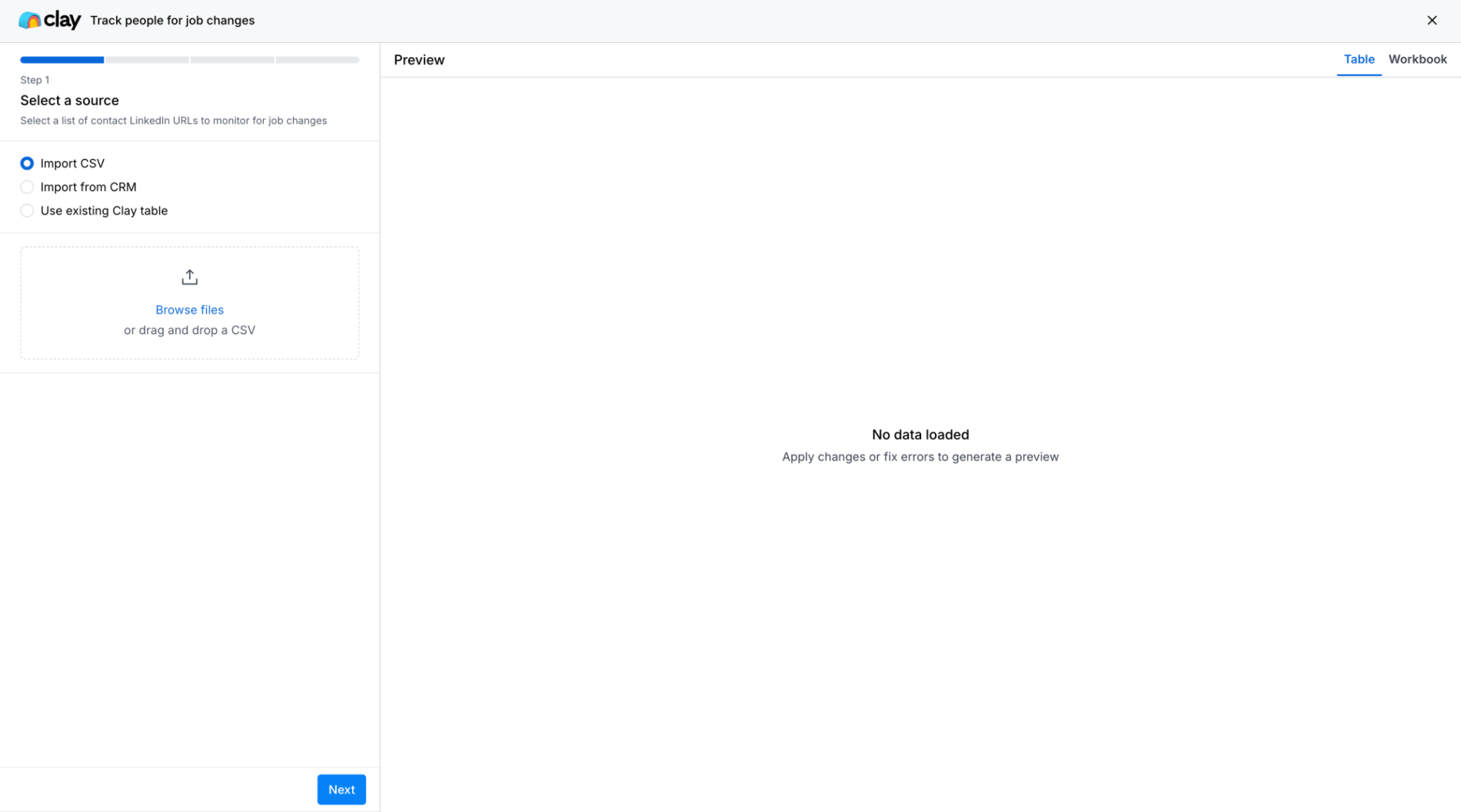 Source uploaded (table view)