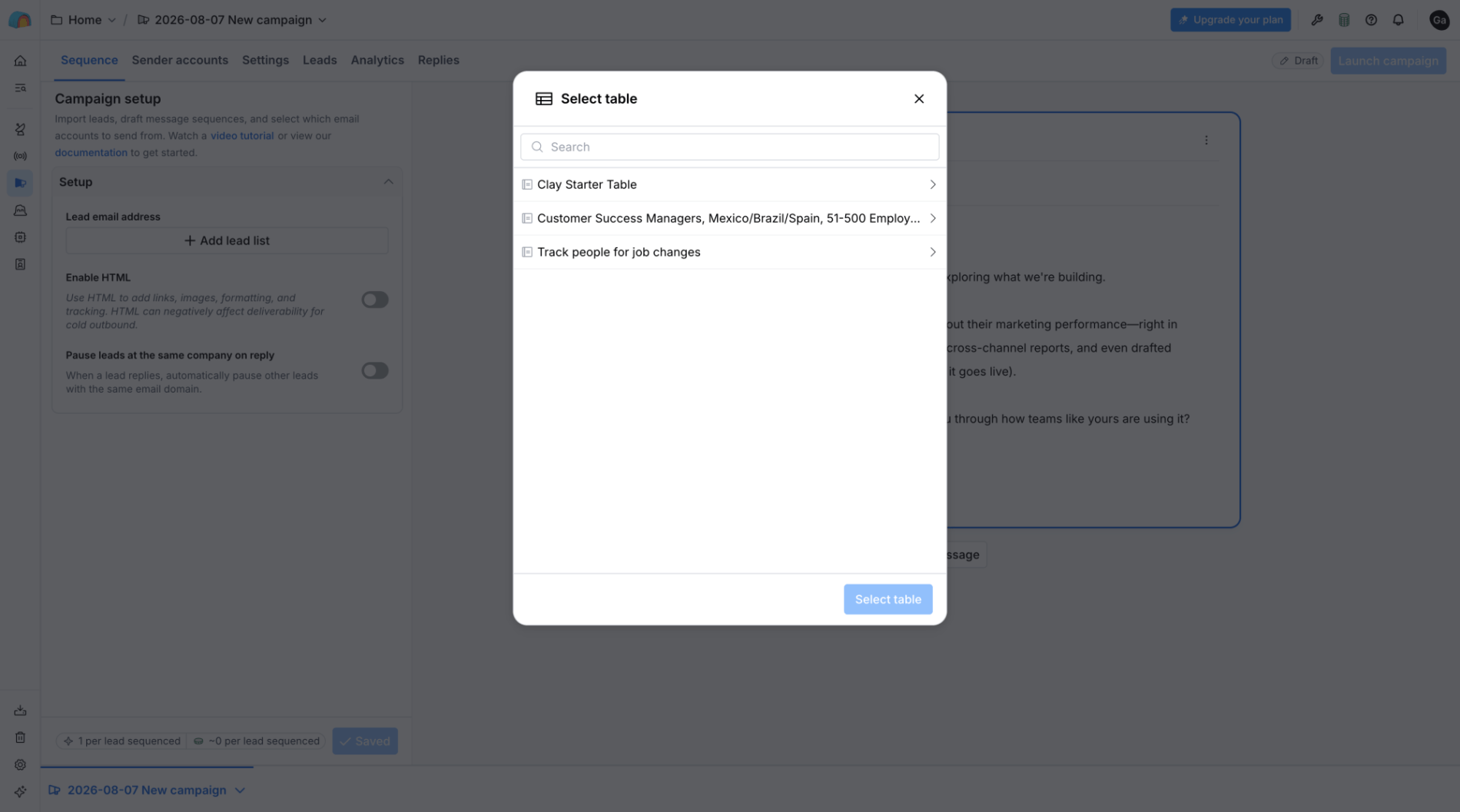 Adding lead list