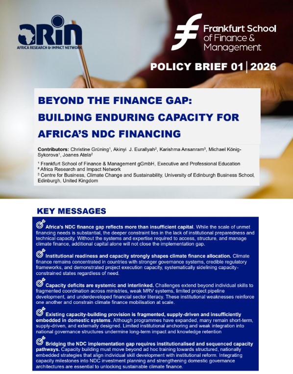 BEYOND THE FINANCE GAP: BUILDING ENDURING CAPACITY FOR AFRICA’S NDC FINANCING