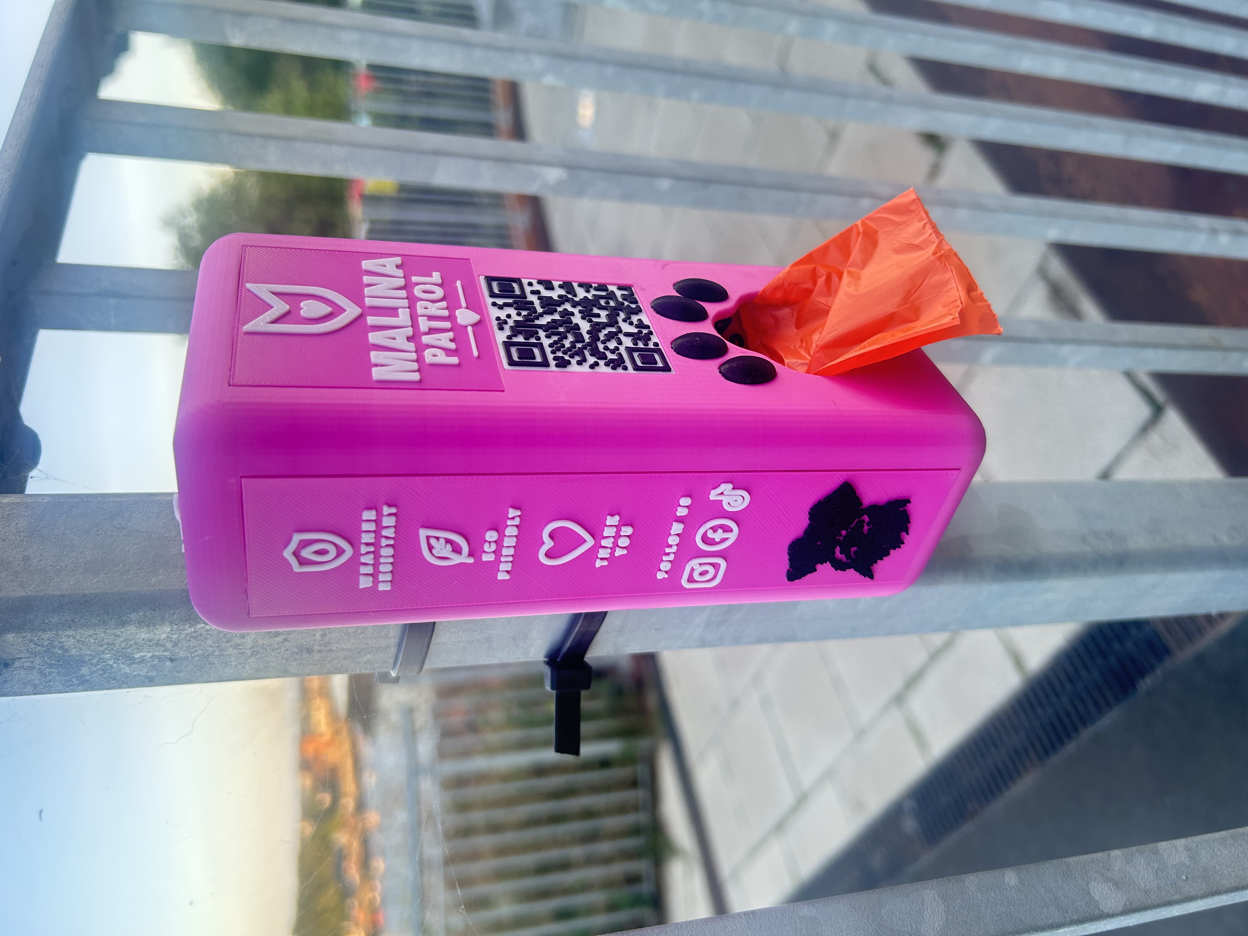 Close-up of the 3D-printed QR code