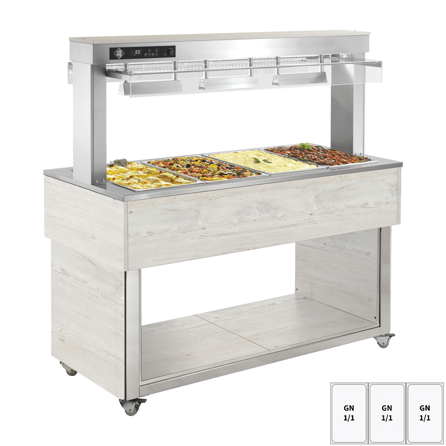Insulă încălzită pentru expunere alimente, tavă bain marie GN 3-1/1 Hemlock