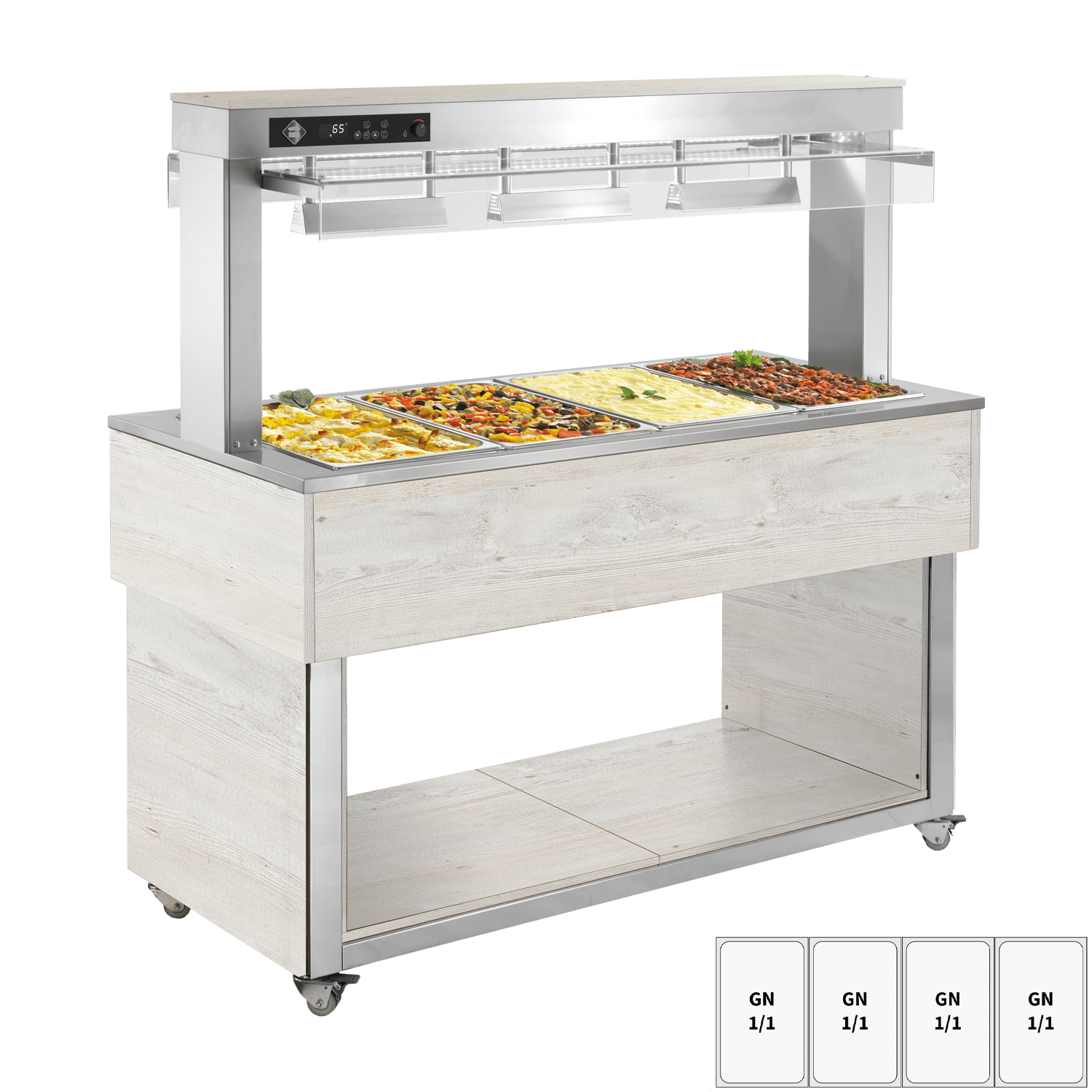 Insulă încălzită pentru expunere alimente, tavă bain marie GN 4-1/1 Hemlock