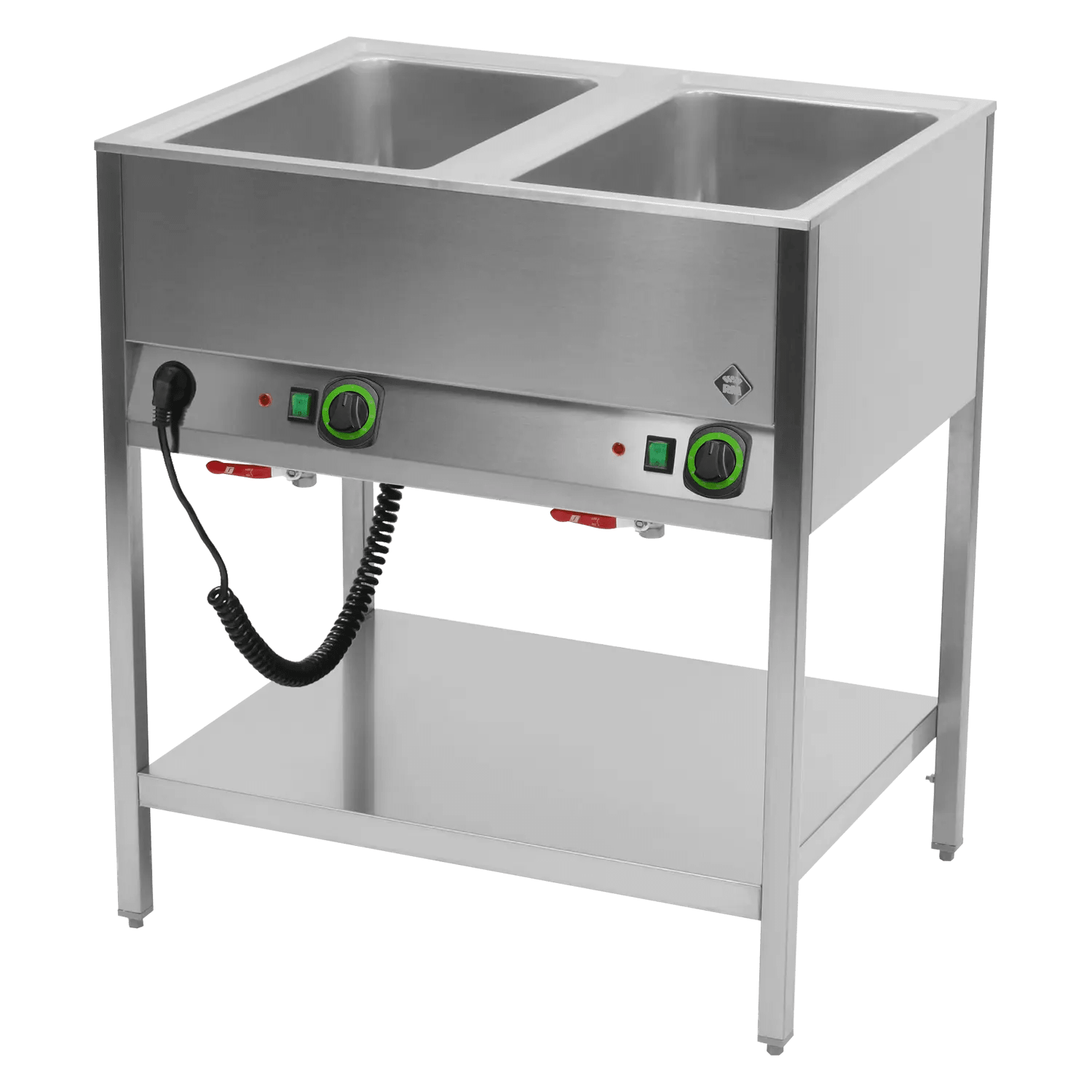 Bain marie staționar electric GN 2-1/1 controlere pe latura lungă cu raft