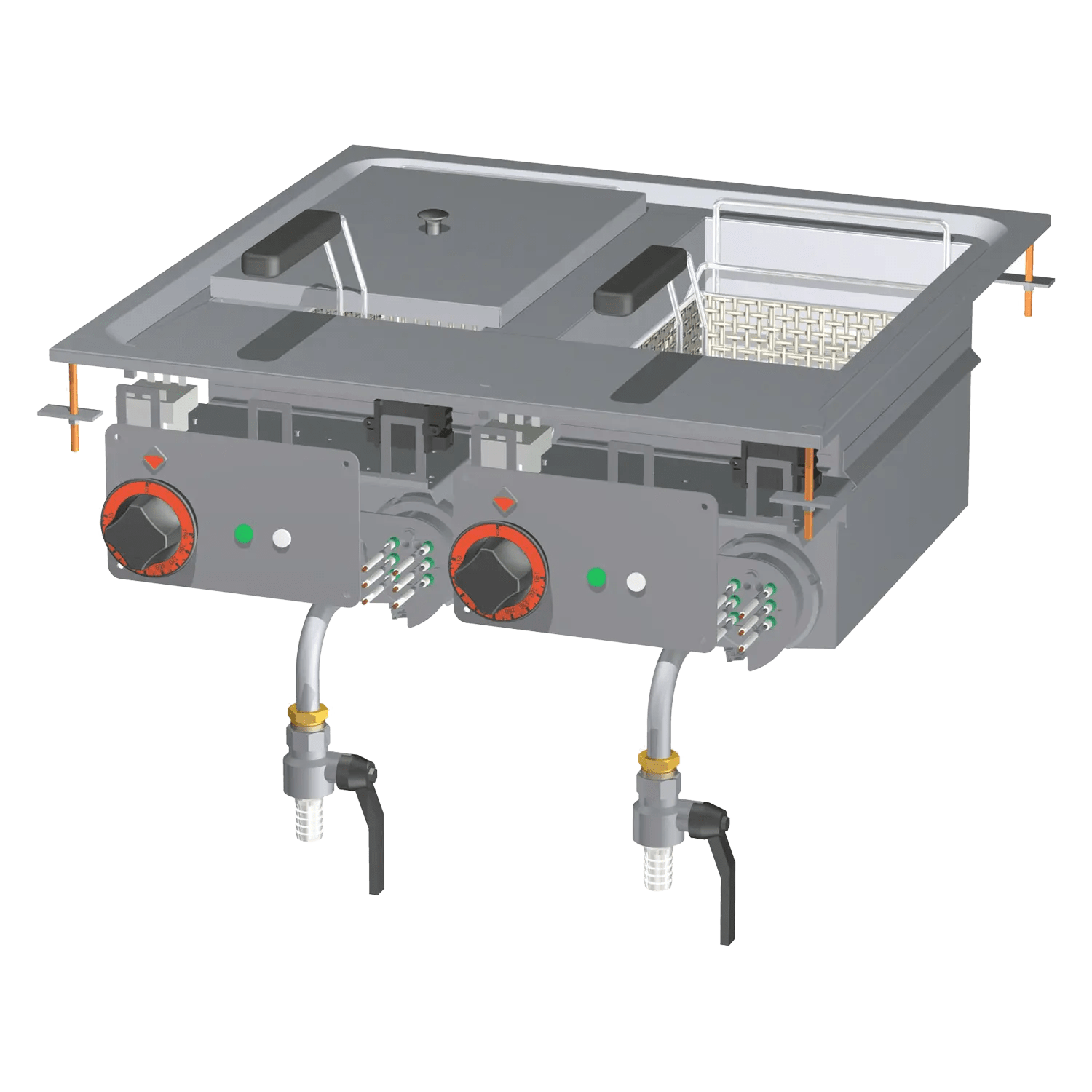 Friteuză electrică încorporabilă 2 coșuri 0,66 kW/l, 10+10 l 400 V