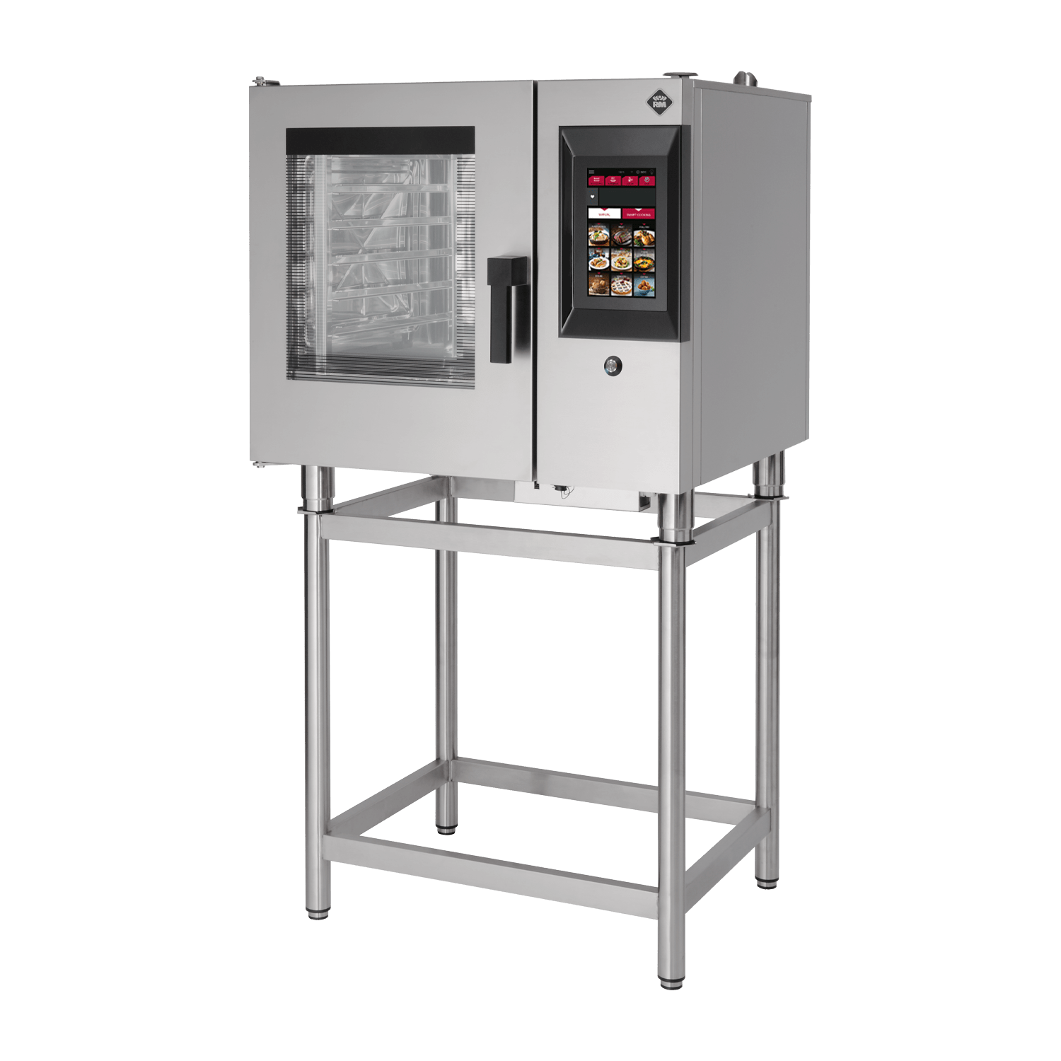 Cuptor cu convecție STEAMBOX pe gaz 6x GN 1/1 curățare automată boiler ușă cu balamale stânga ecran 10"