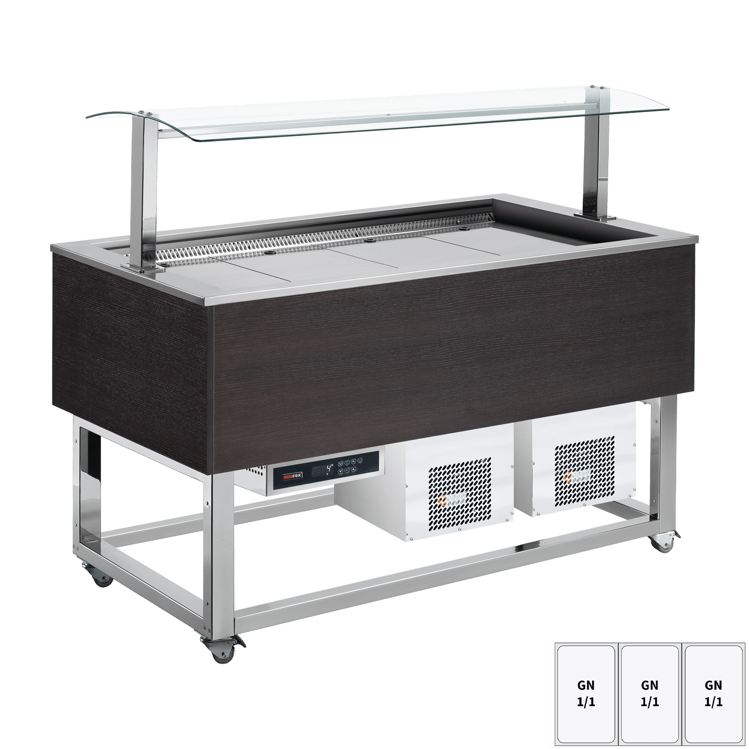Vitrină insulă refrigerată GN 3-1/1 Wenge
