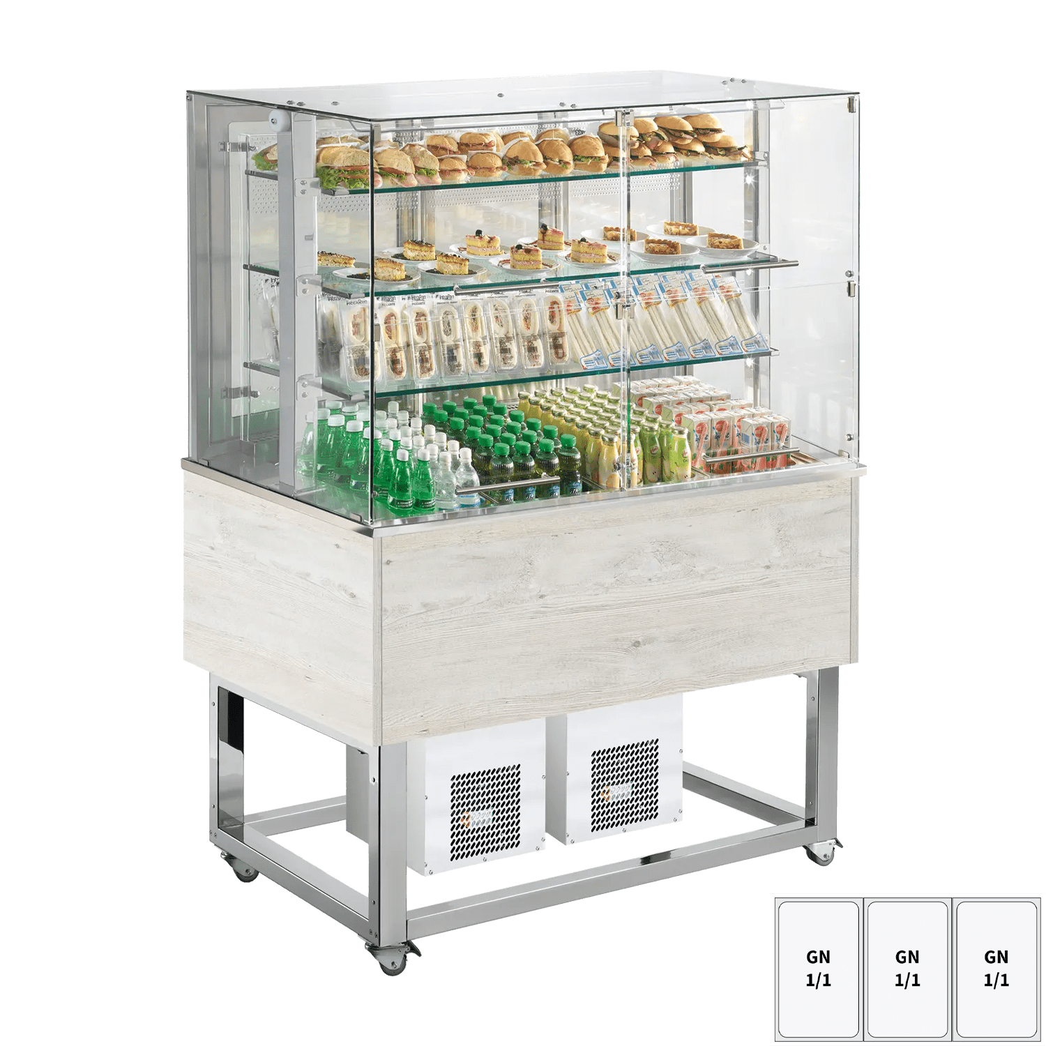 Vitrină refrigerată GN 3-1/1 capac inferior, deschidere în sus, Hemlock