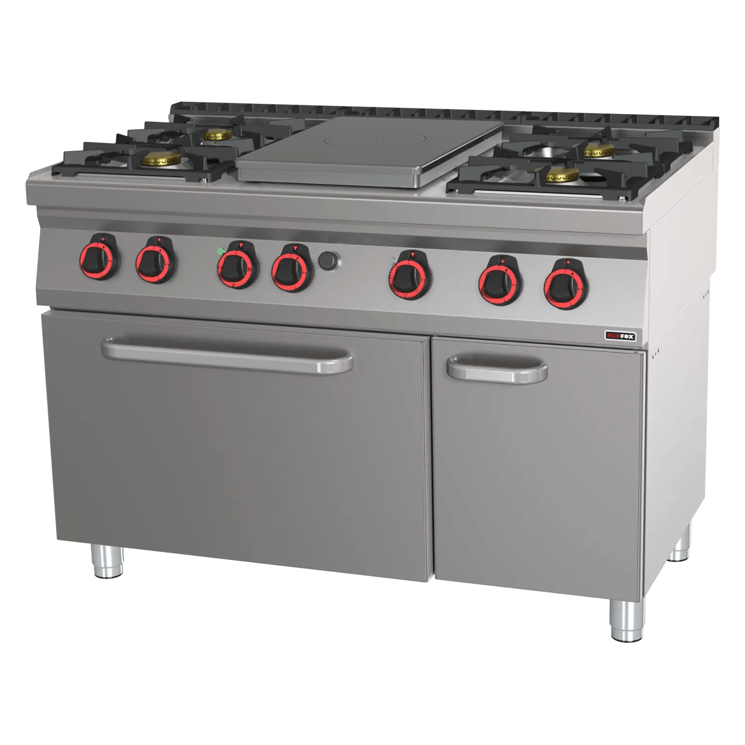 Mașină de gătit gaz cu plită solidă cu cuptor electric static GN 2/1 - 5x arzător