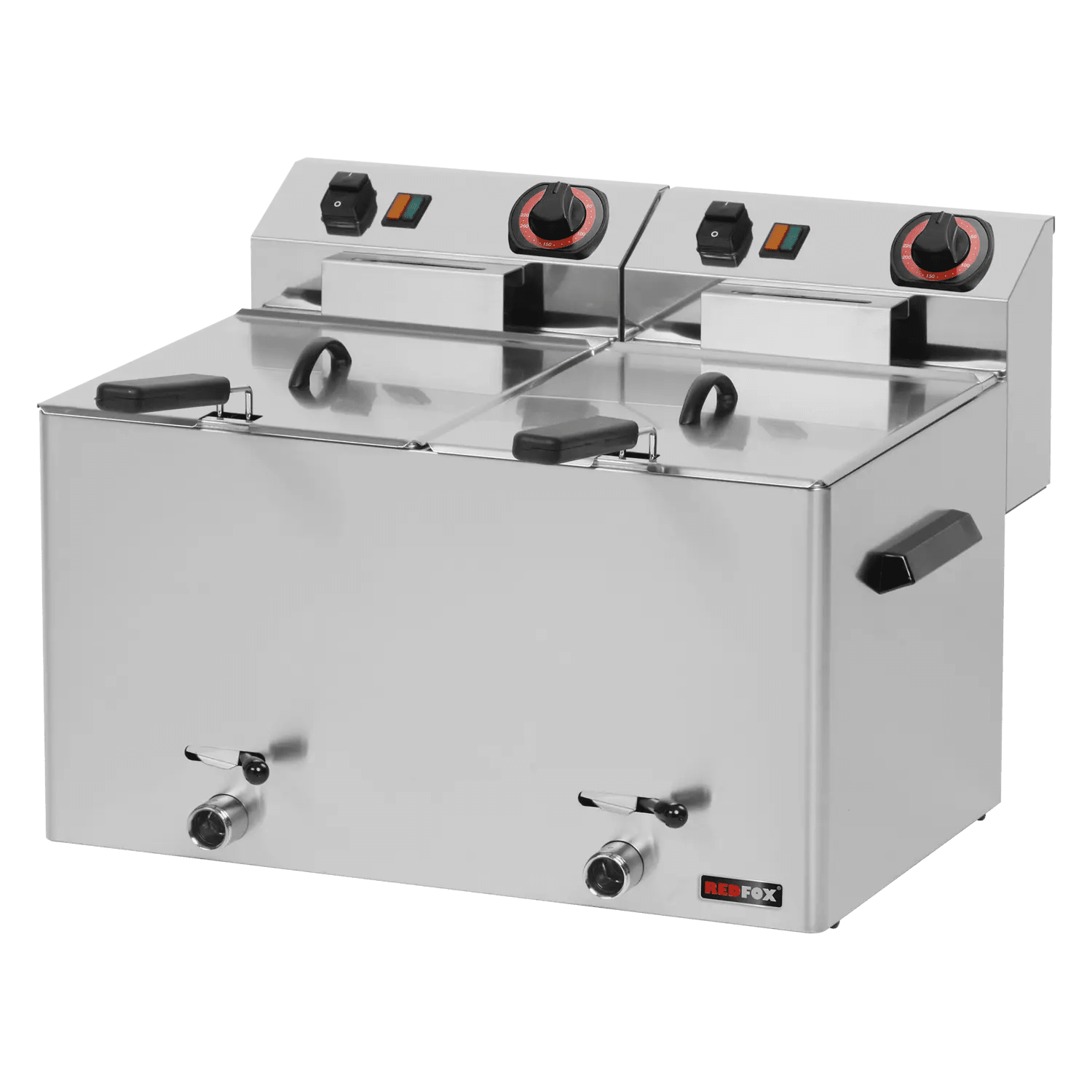 Friteuză electrică 2 coșuri 0,38 kW/l, 8+8 l de masă robinet scurgere 230 V
