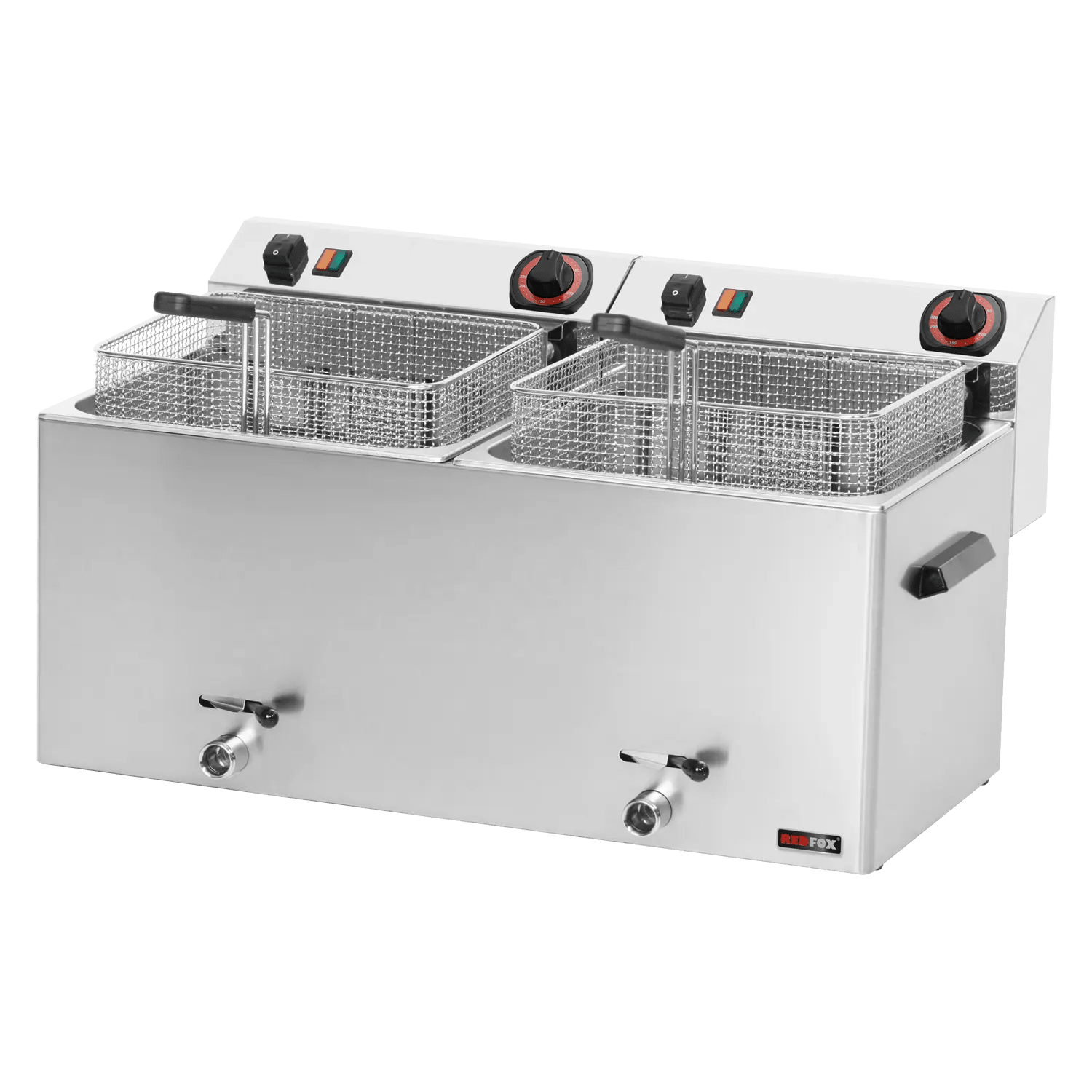 Friteuză electrică 2 coșuri 0,74 kW/l, 11+11 l blat robinet scurgere 400 V
