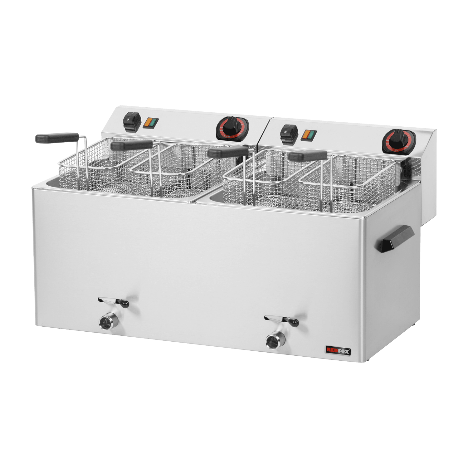 Friteuză electrică dublă 0,74 kW/l, 11+11 l blat cu scurgere 400 V