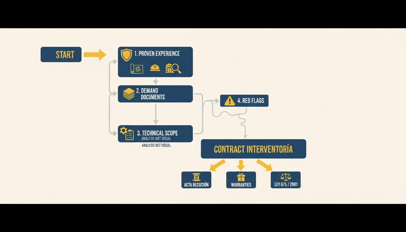 Infografía: flujo para contratar interventoría de zonas comunes y recibir el acta según Ley 675.