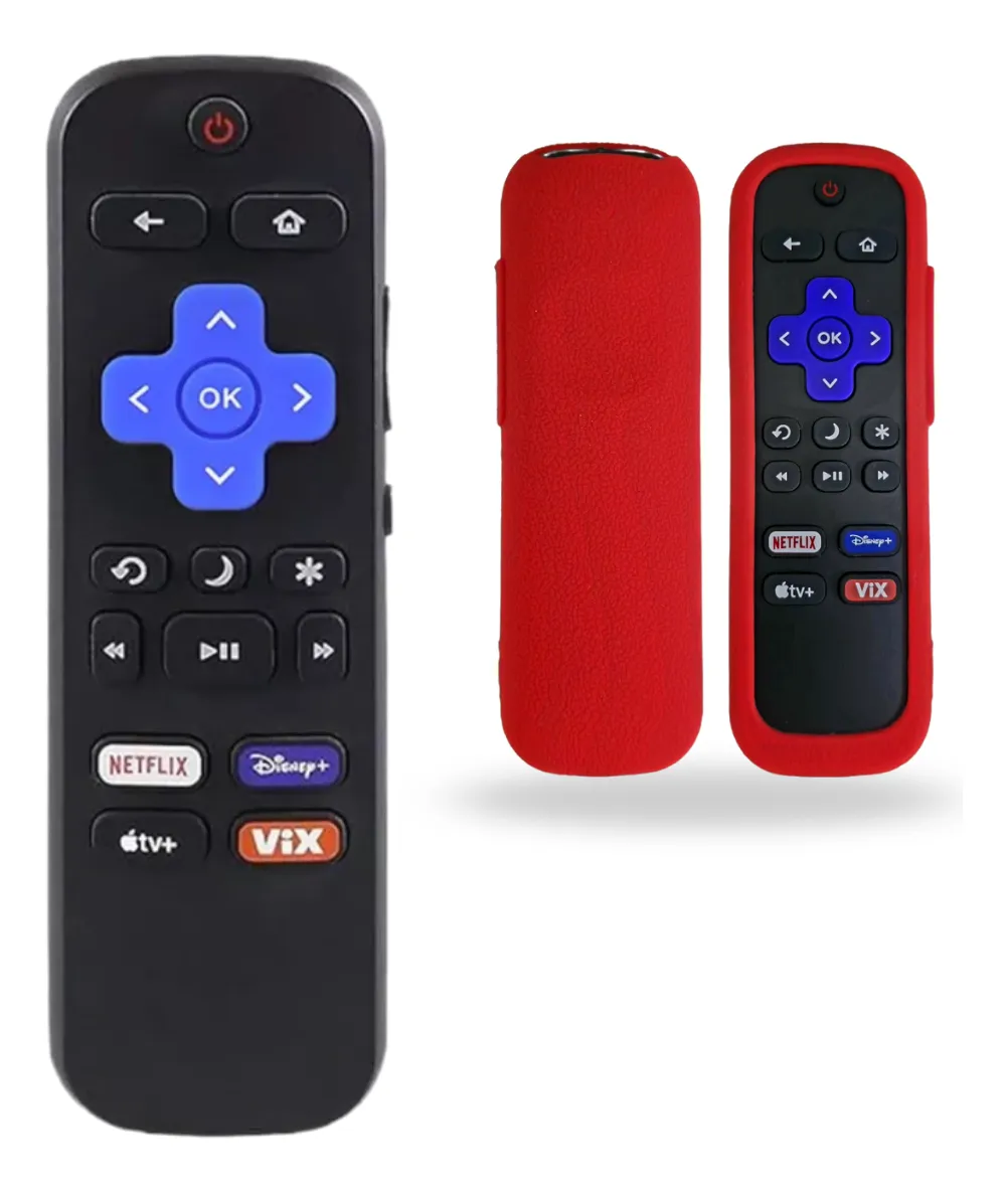 Control Remoto Para Cualquier Pantalla Roku TV TCL Hisense Atvio Sansui Aiwa Hkpro Daewoo Philips Polaroid Onn Sharp Element Westinghouse Insignia JVC RCA Hitachi Sanyo + Funda