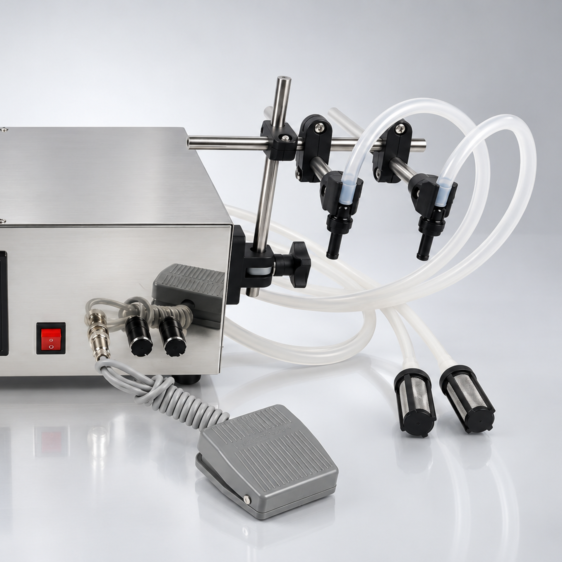 New Vision Machines Digital Liquid Filling Double Nozzle Machine — Tabletop Filler for Milk, Water & Juice — Filling Machines by New Vision Machines