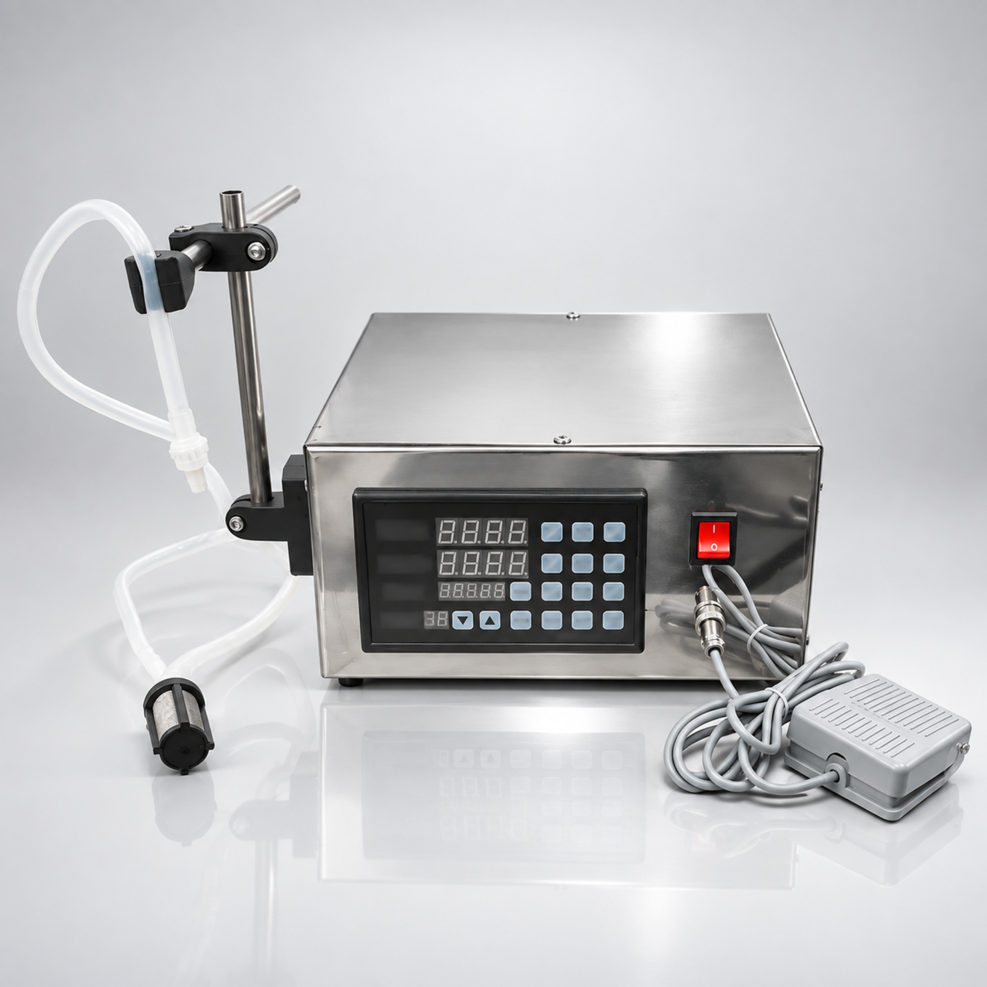 Digital Liquid Filling Machine with Single Nozzle — Tabletop Entry Filler for Milk, Water and Juice — Filling Machines by New Vision Machines