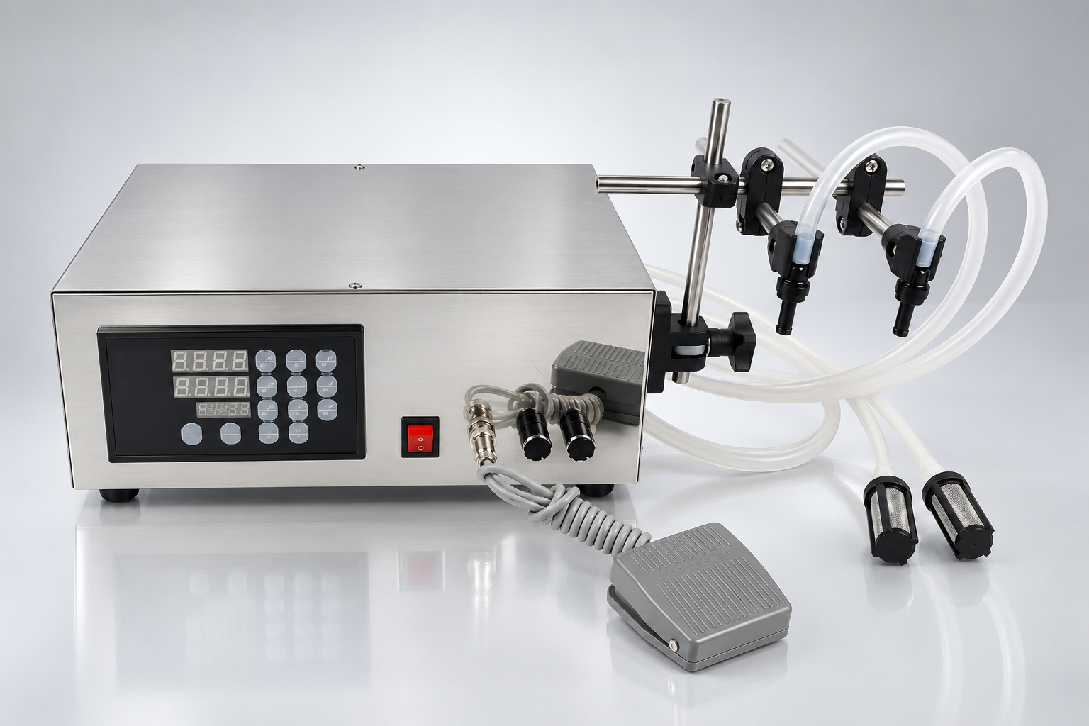 New Vision Machines Digital Liquid Filling Double Nozzle Machine — Tabletop Filler for Milk, Water & Juice — supplied to businesses in Pune