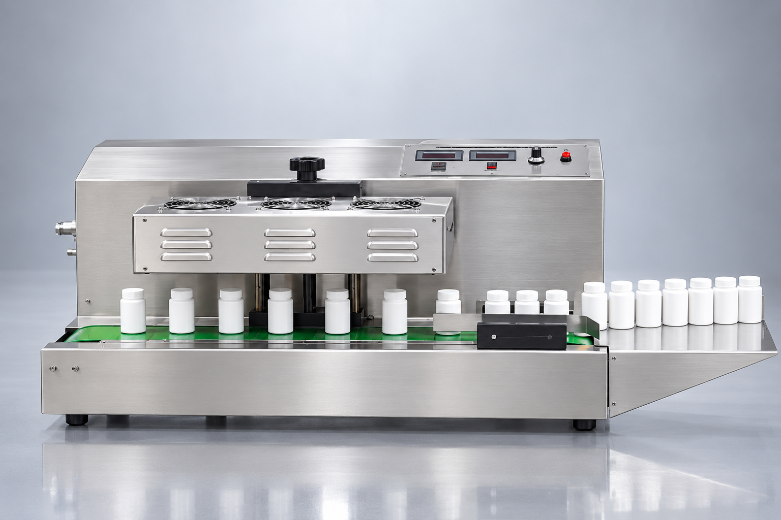 New Vision Machines Continuous Induction Cap Sealing Machine 20–130mm — Heavy-Duty Foil Sealer for Pharma Lines — supplied to businesses in Surat