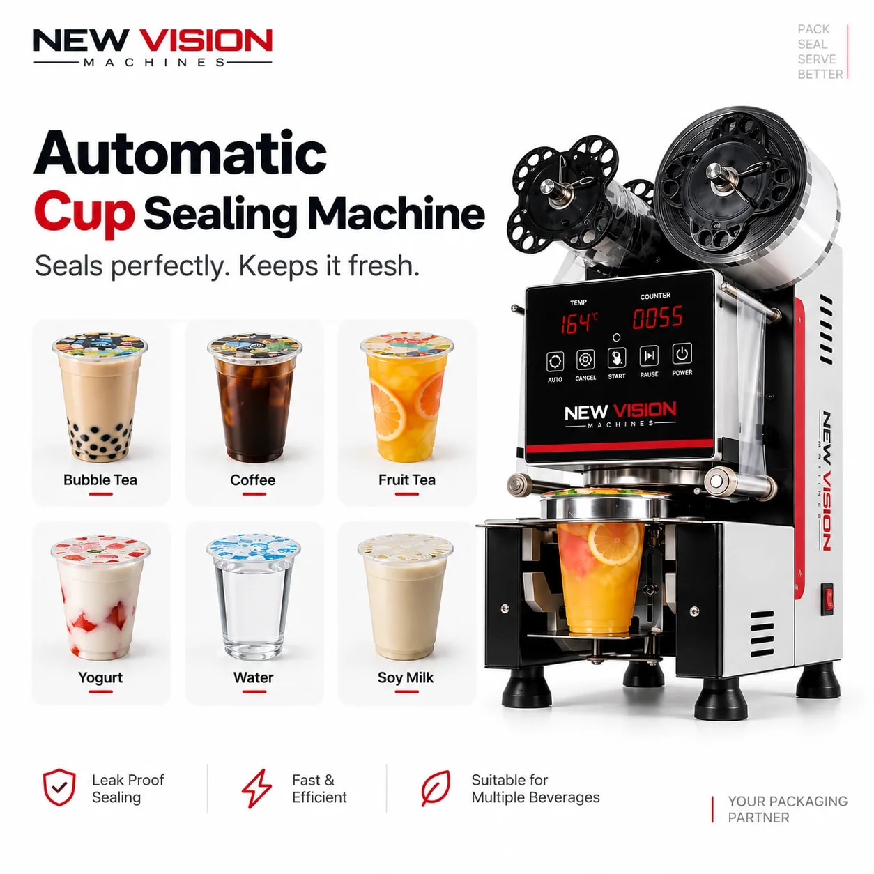 Cup Sealing Machine — Automatic Film Cup Sealer — precision nozzles, filling heads & mechanical assembly