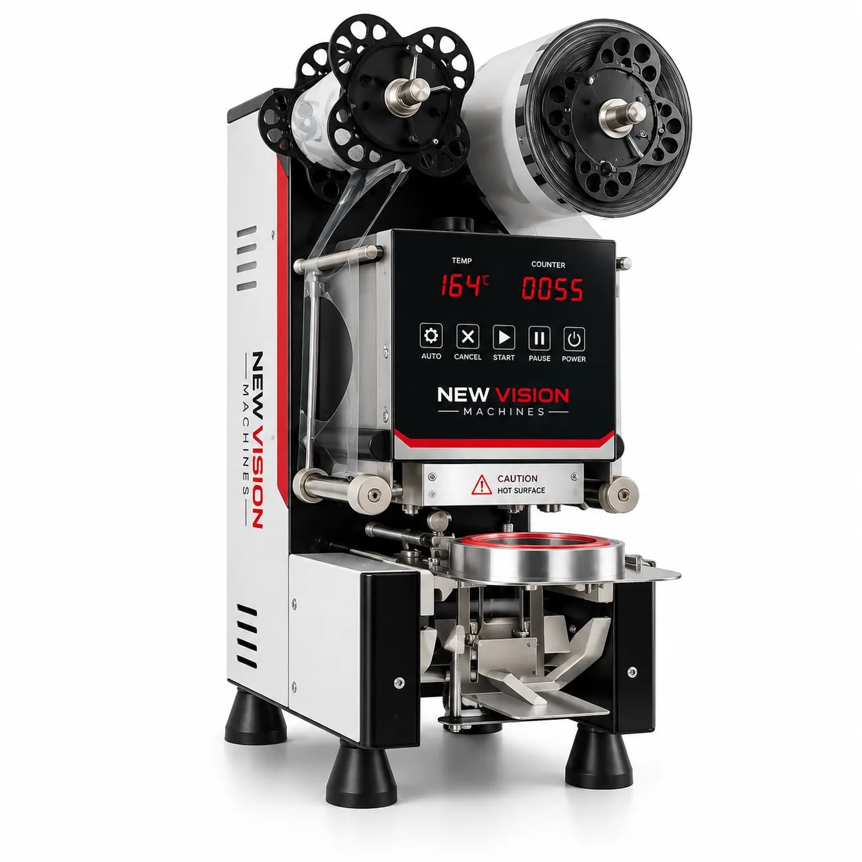 Cup Sealing Machine — Automatic Film Cup Sealer — Batch Coding Machine by New Vision Machines