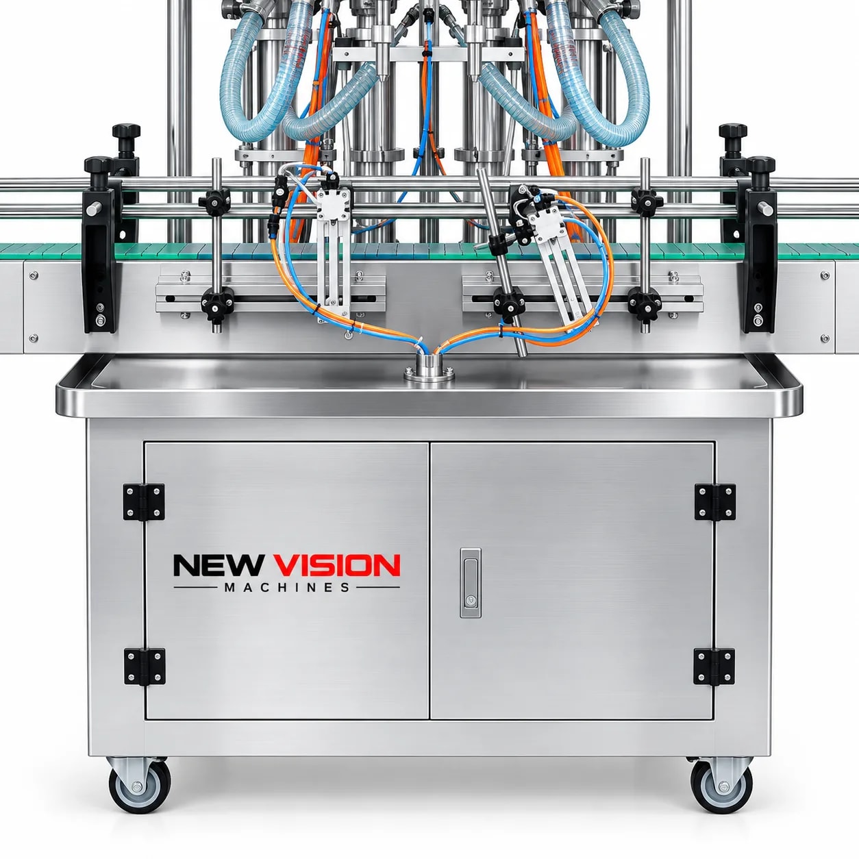 Automatic Liquid Filling Machine — Multi-Head Piston Filler — heavy-duty SS 304 food-grade construction & conveyor setup