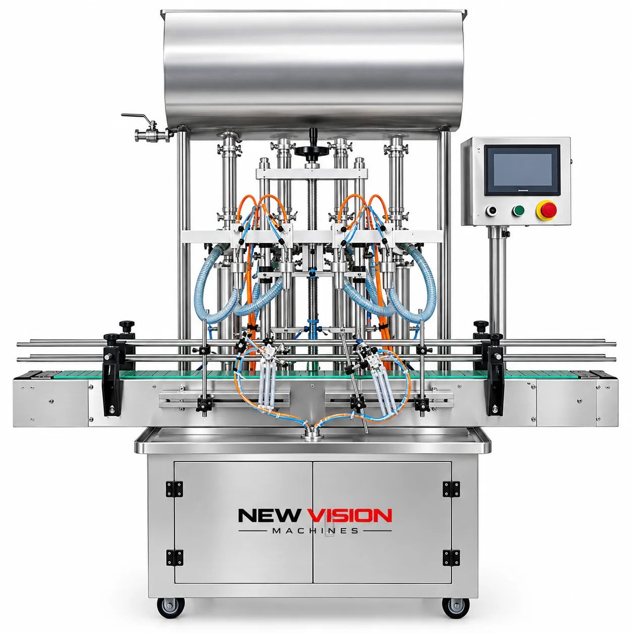 Automatic Liquid Filling Machine — Multi-Head Piston Filler — Labeling Machine by New Vision Machines
