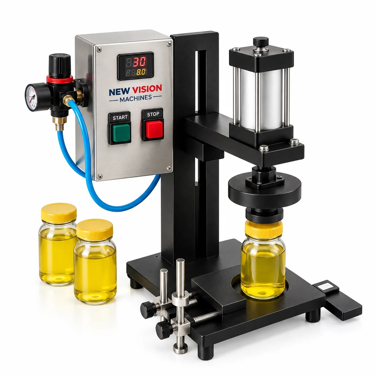 Semi Automatic Lug Cap Sealing Machine for Glass Jars — Capping Machine manufactured by New Vision Machines Indore