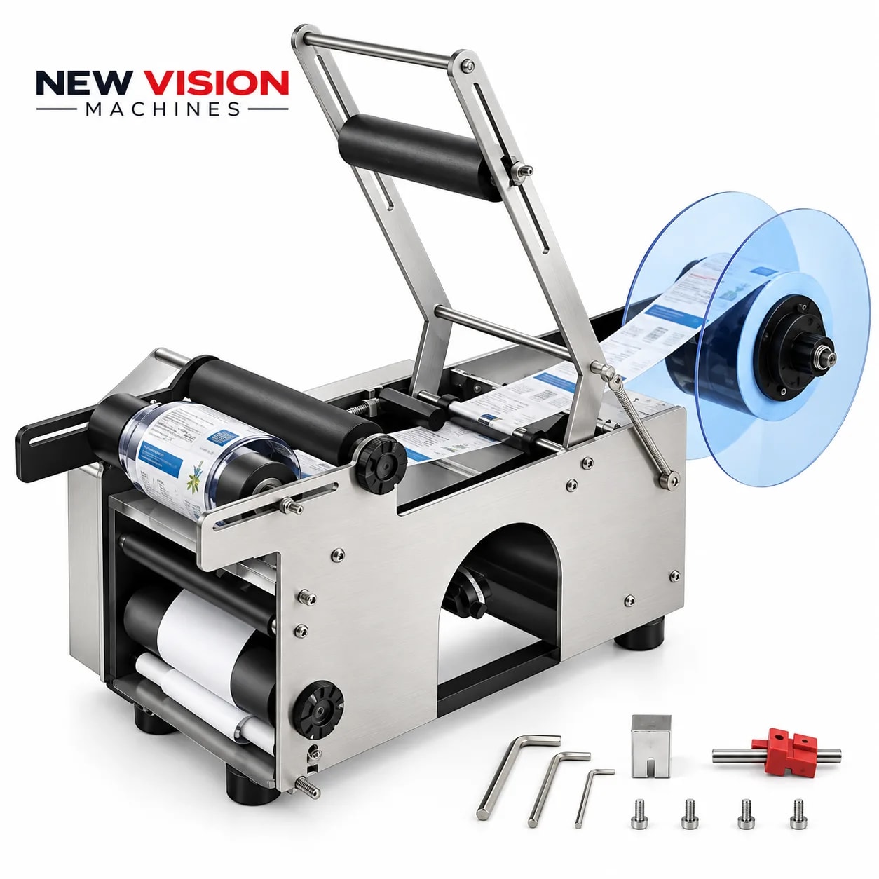 New Vision Machines SS Round Bottle Sticker Labeling Machine