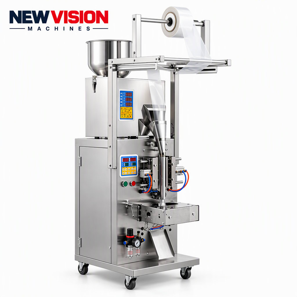New Vision Machines 100 Gram FFS Machine for Powder — Packaging Machines manufactured by New Vision Machines Indore
