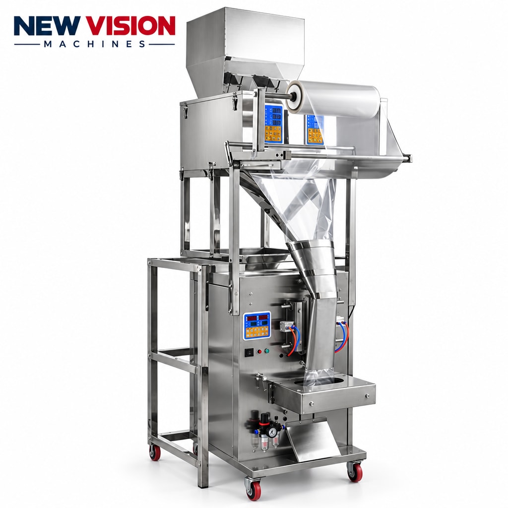 New Vision Machines 1000 Gram FFS Machine Double Chamber — Packaging Machines manufactured by New Vision Machines Indore