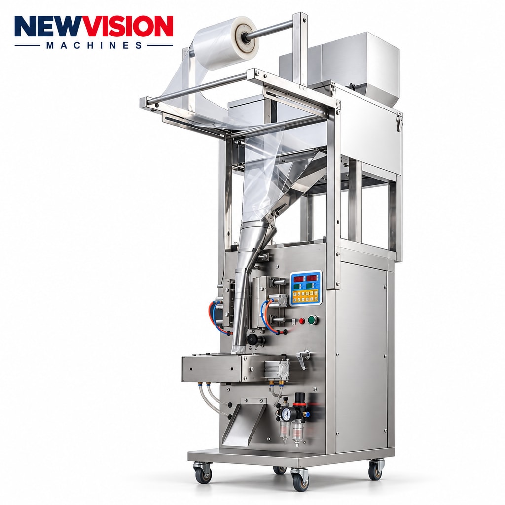 New Vision Machines 200 Gram FFS Machine Double Chamber for powder — Packaging Machines manufactured by New Vision Machines Indore