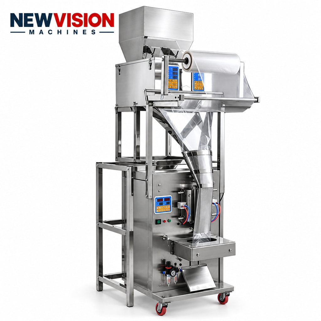 New Vision Machines 500 Gram FFS Machine Double Chamber for Powder — Packaging Machines manufactured by New Vision Machines Indore