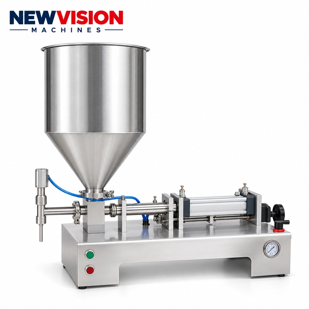 New Vision Machines Semi Automatic Paste Filling Machine 50-500ml (Single Head) — Filling Machines manufactured by New Vision Machines Indore